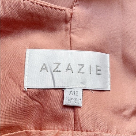 Azazie Mimi Dress Champagne Rose Long Bridesmaid Formal Gown Women’s Size 12 - Picture 11 of 13